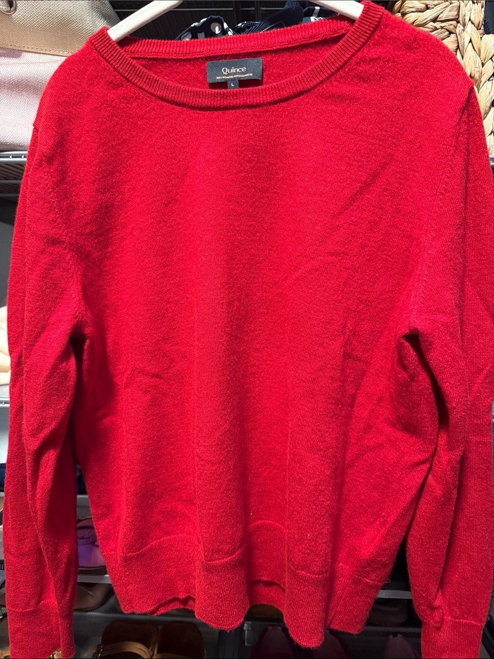 Quince Red Classic Crewneck cashmere Sweater